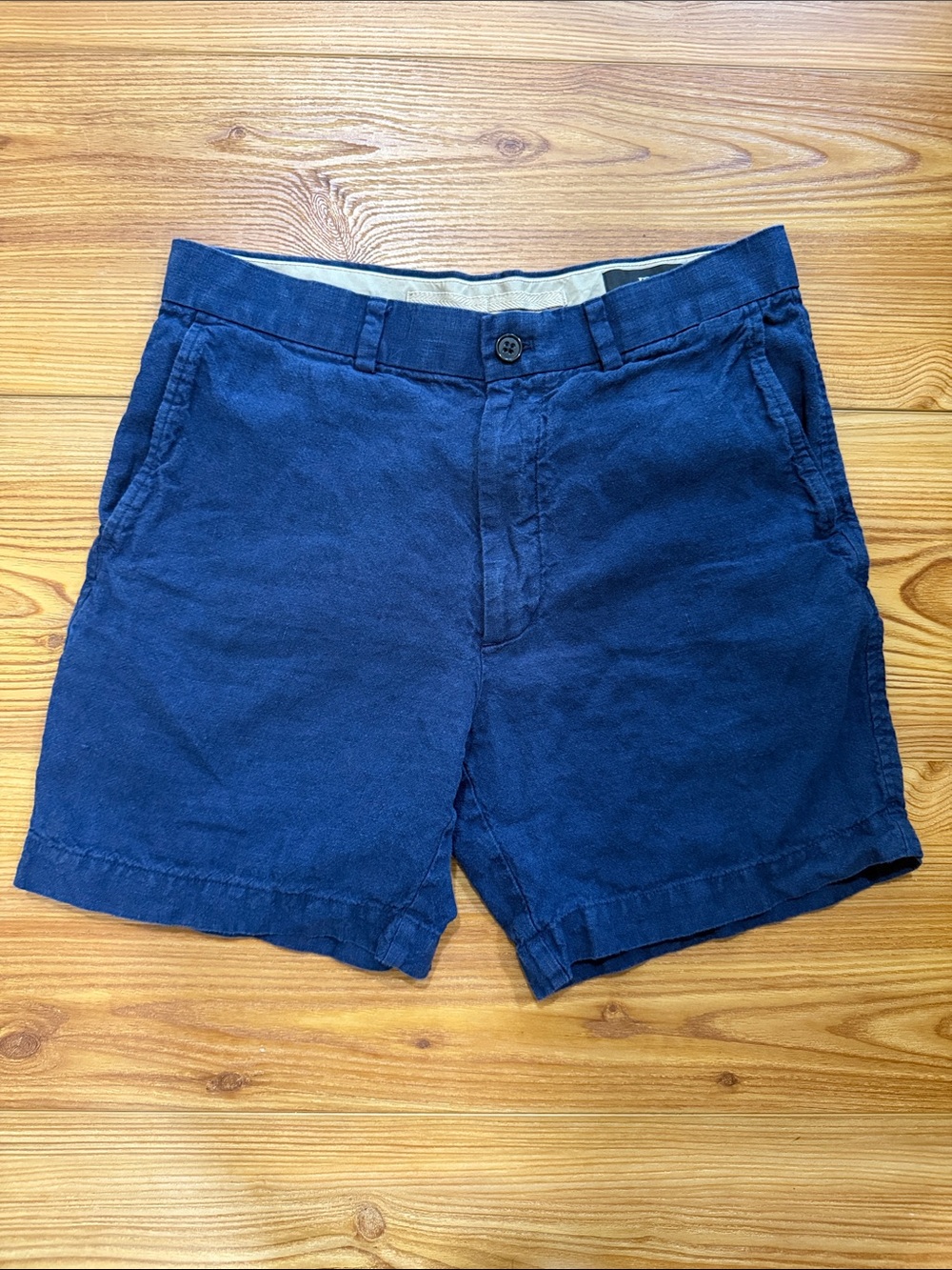 Banana Republic Navy Flat-Front Linen Chino Shorts